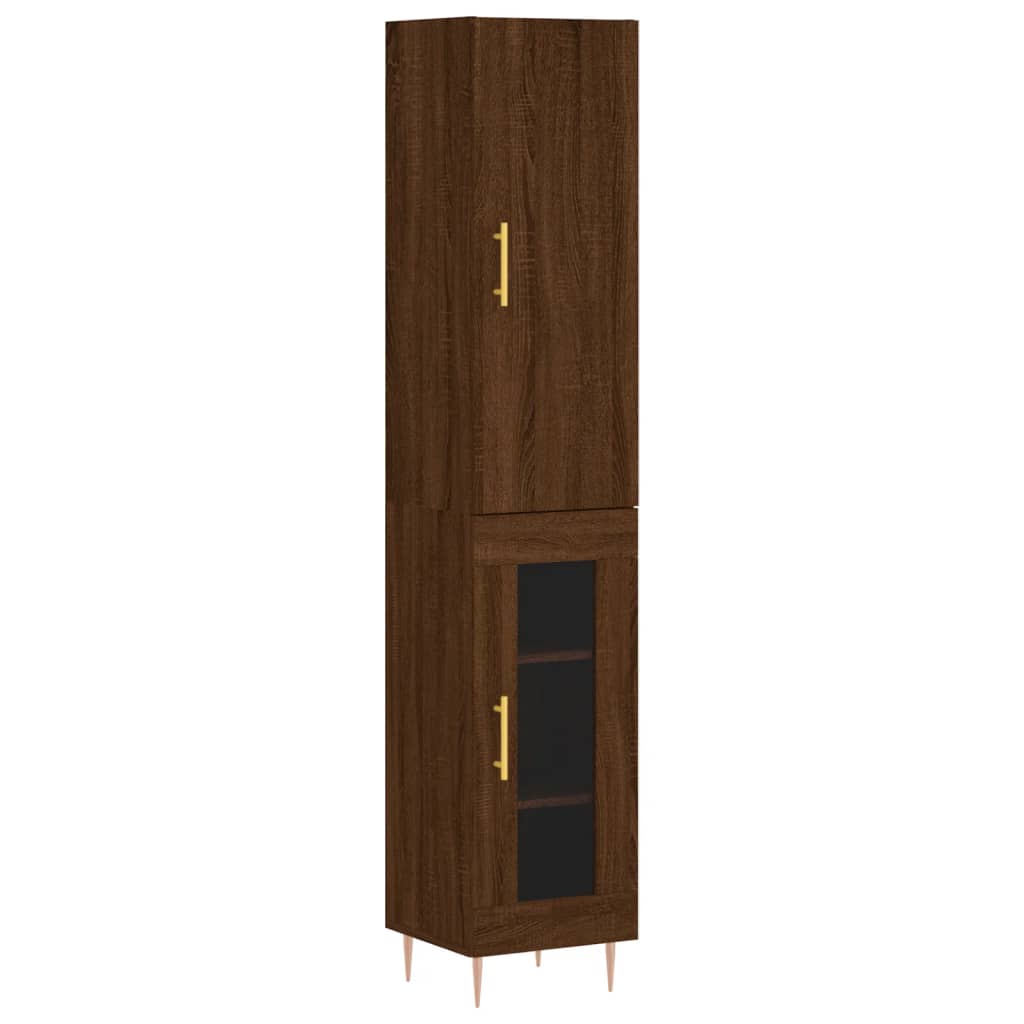 vidaXL Highboard Brown Oak 34.5x34x180 cm Engineered Wood