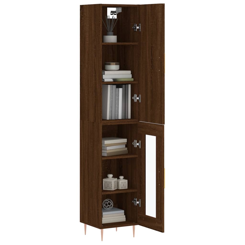 vidaXL Highboard Brown Oak 34.5x34x180 cm Engineered Wood