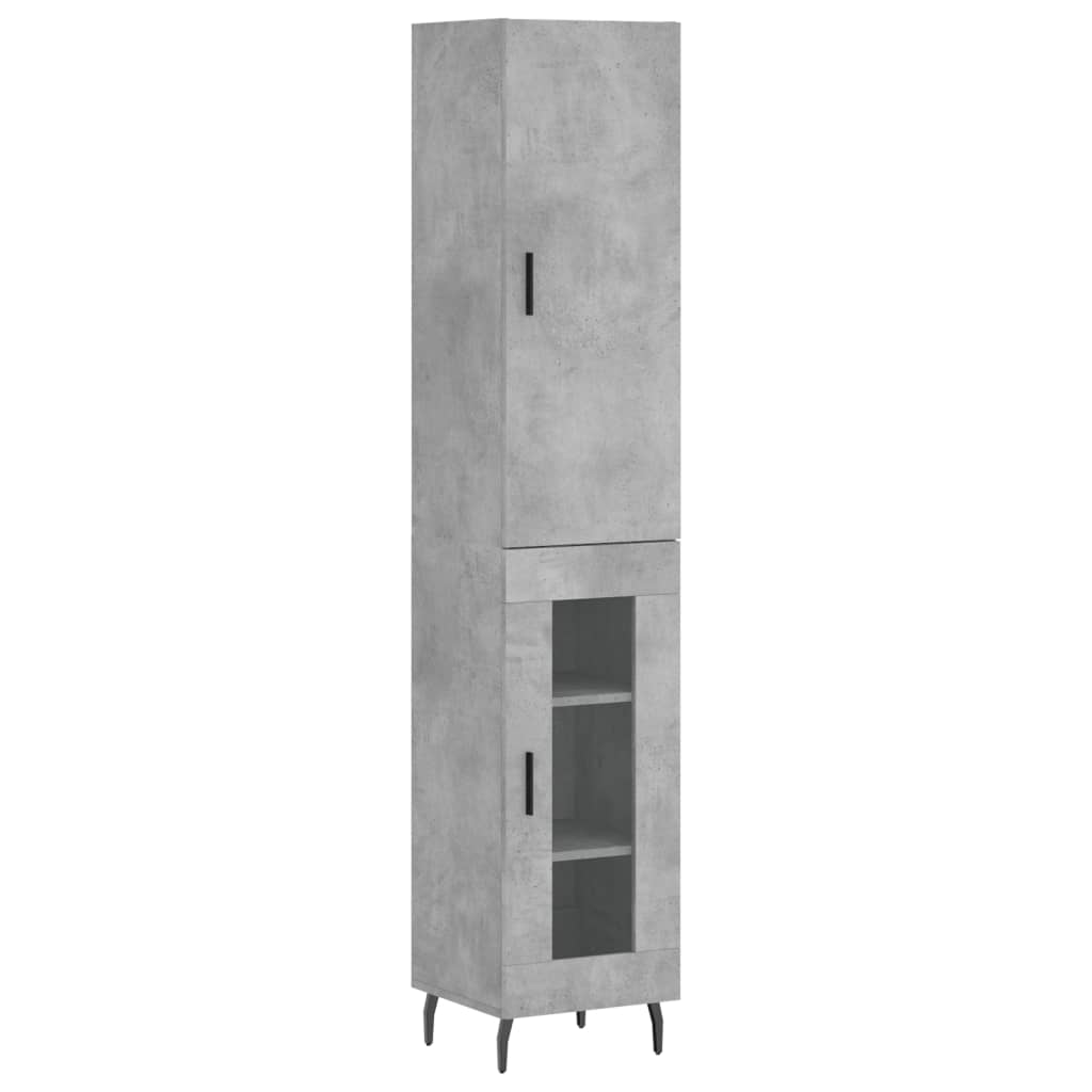 Highboard Concrete Grey 34,5x34x180 cm Engineered Wood