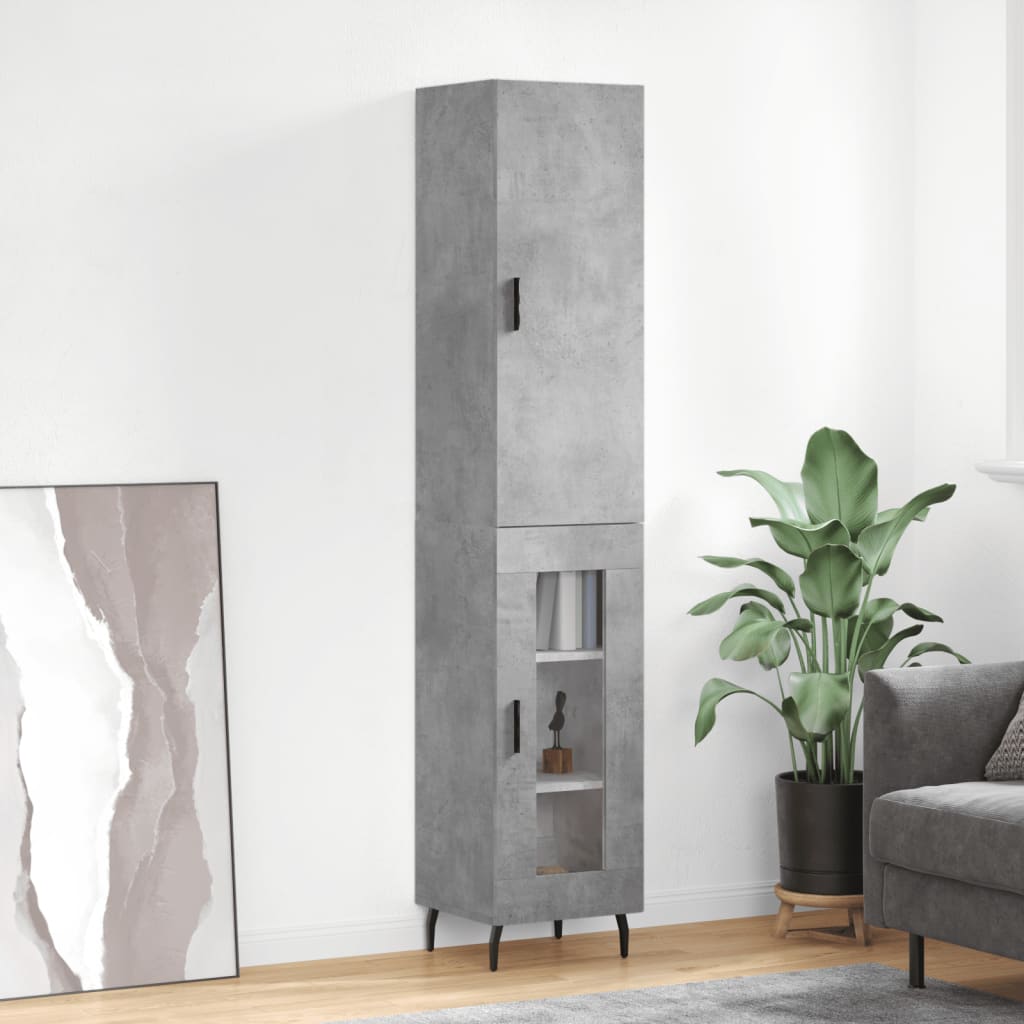 Highboard Concrete Grey 34,5x34x180 cm Engineered Wood