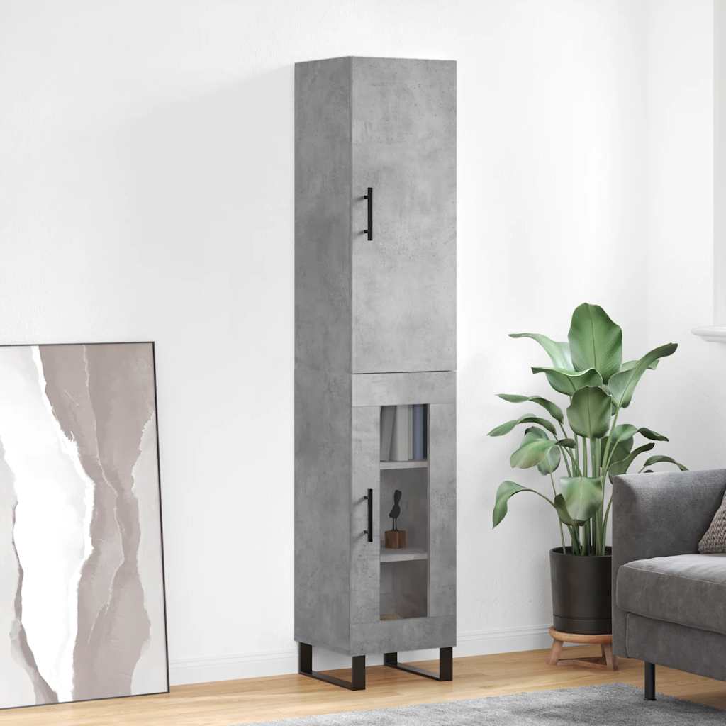 Highboard Concrete Grey 34.5x34x180 cm Engineered Wood