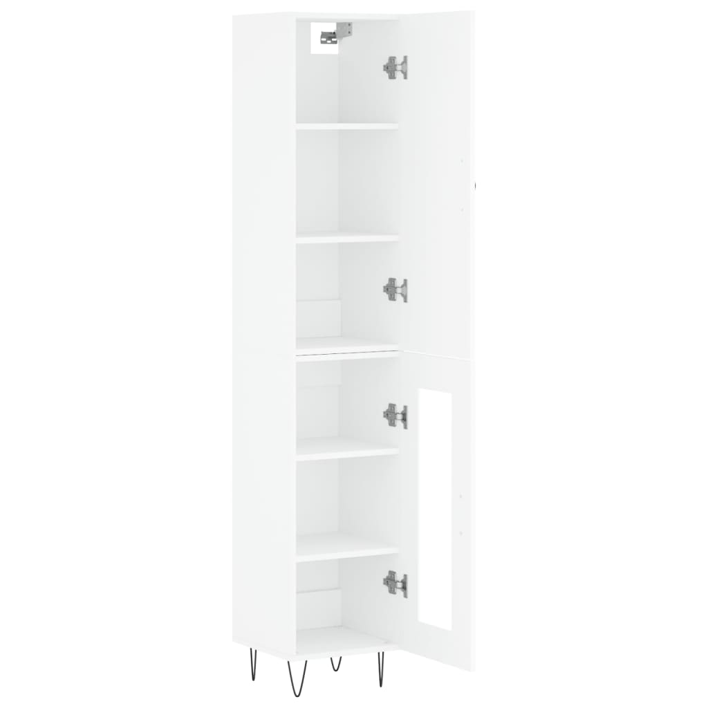 Highboard White 34.5x34x180 cm Engineered Wood
