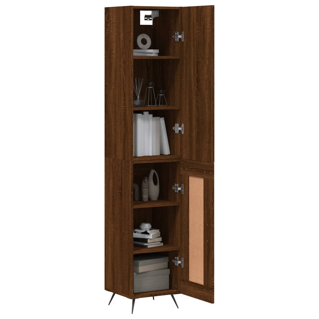 vidaXL Highboard Brown Oak 34.5x34x180 cm Engineered Wood