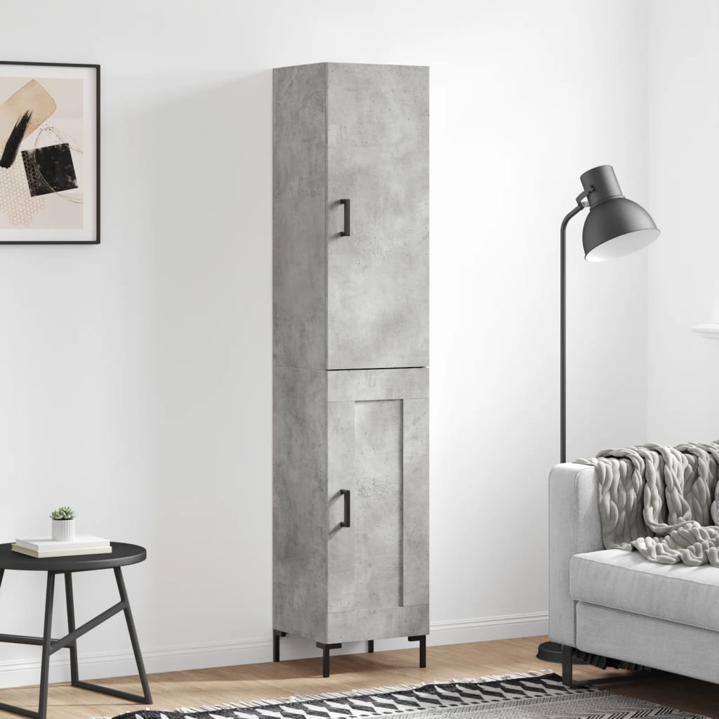Highboard Concrete Grey 34,5x34x180 cm Engineered Wood