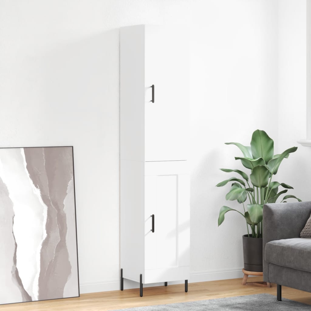 Highboard White 34,5x34x180 cm Engineered Wood