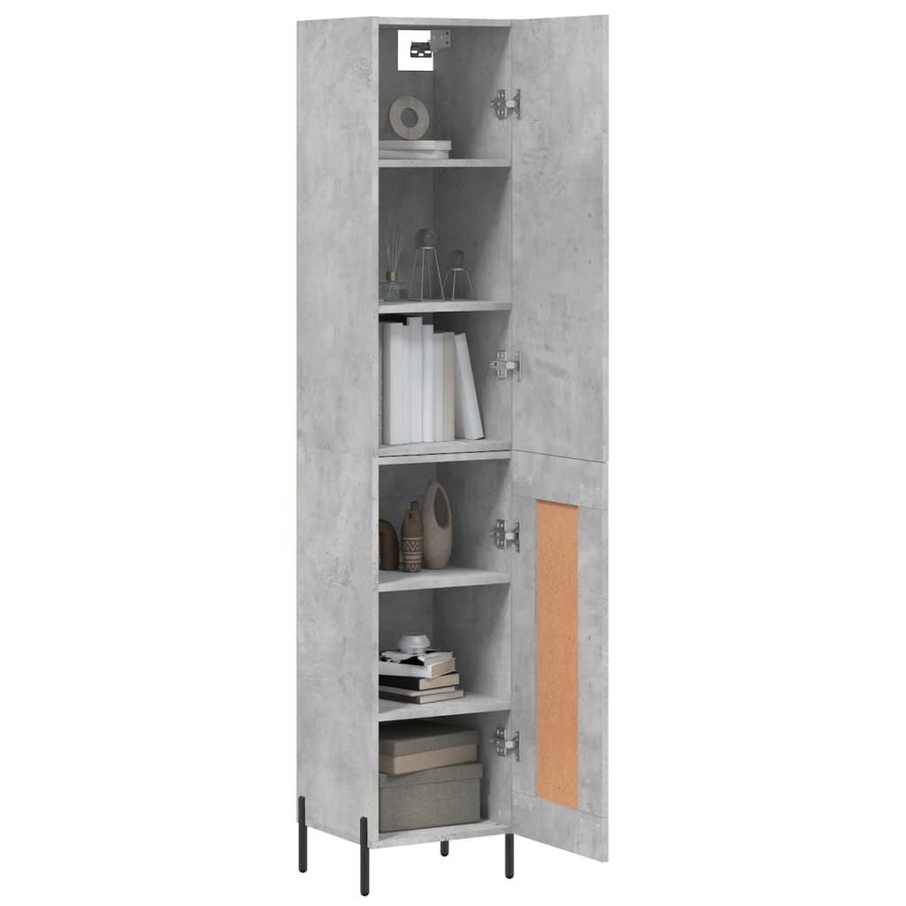 Highboard Concrete Grey 34,5x34x180 cm Engineered Wood