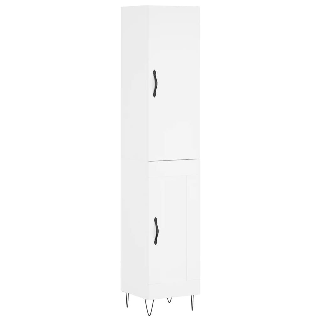 Highboard White 34.5x34x180 cm Engineered Wood