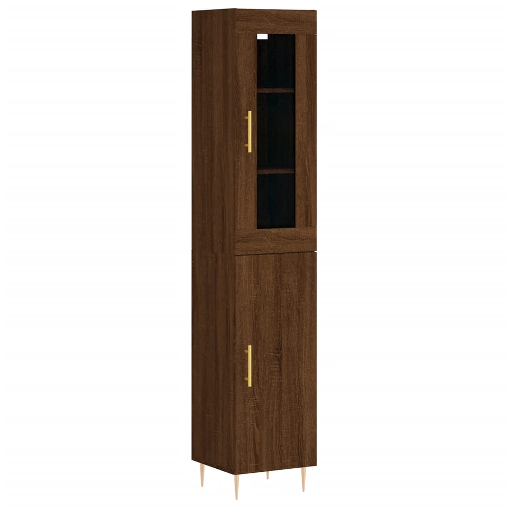 vidaXL Highboard Brown Oak 34.5x34x180 cm Engineered Wood