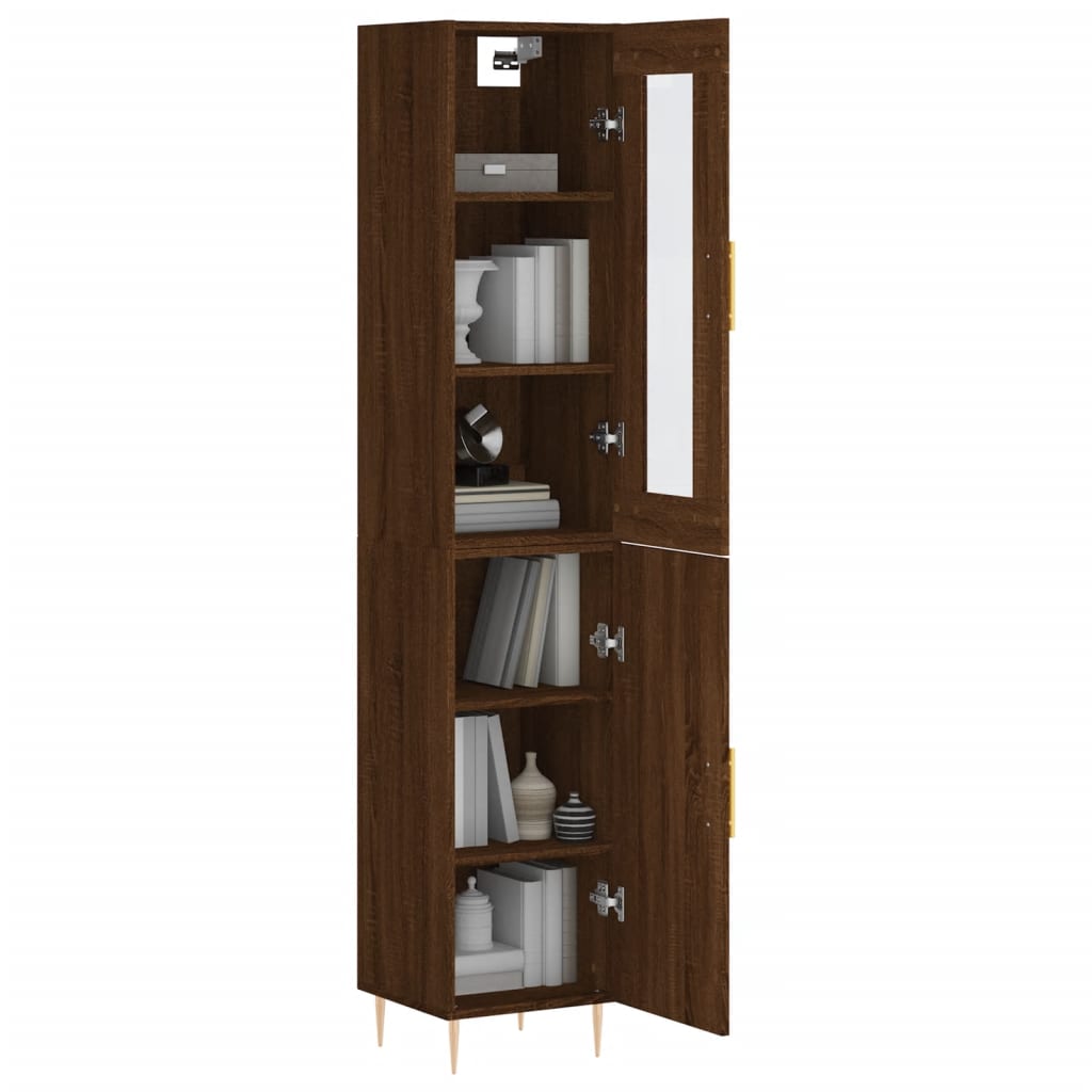 vidaXL Highboard Brown Oak 34.5x34x180 cm Engineered Wood