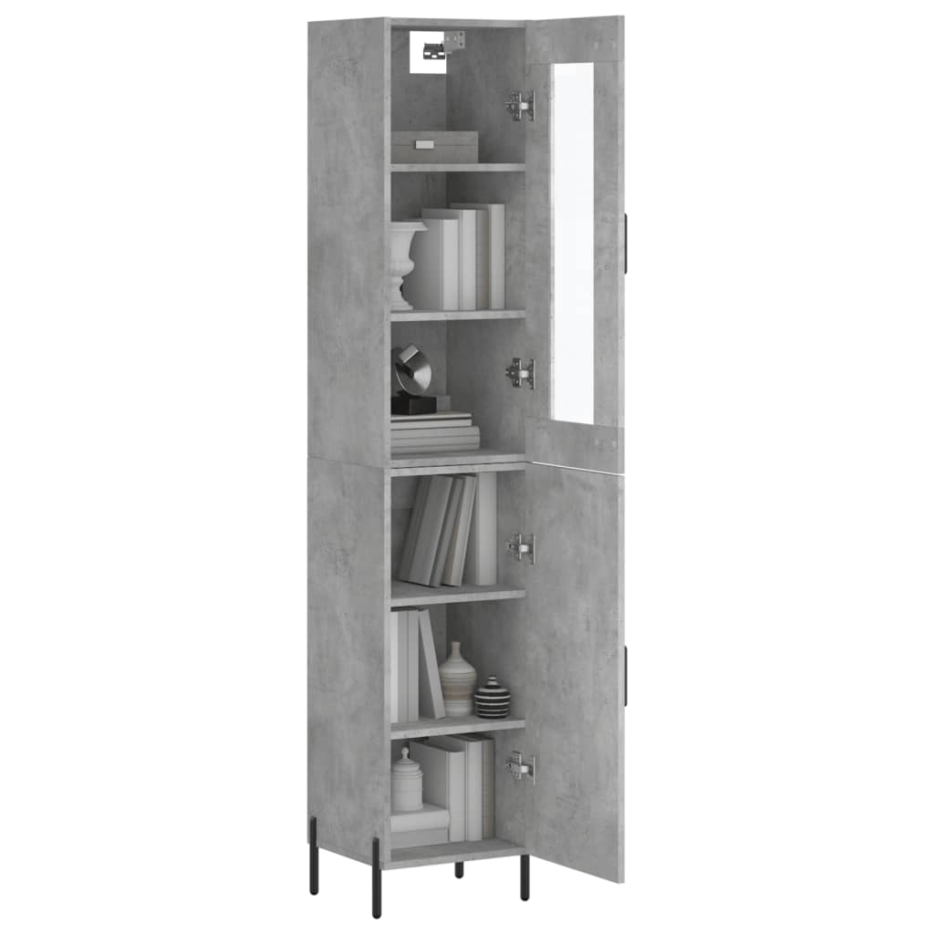 Highboard Concrete Grey 34,5x34x180 cm Engineered Wood