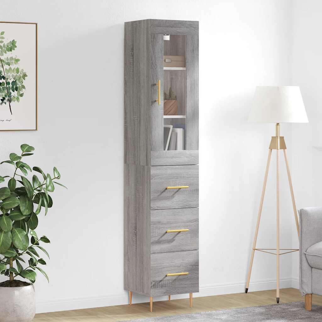 Highboard Grey Sonoma 34,5x34x180 cm Engineered Wood