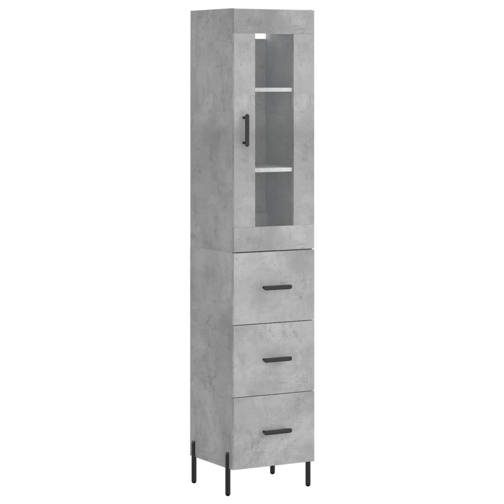 Highboard Concrete Grey 34,5x34x180 cm Engineered Wood