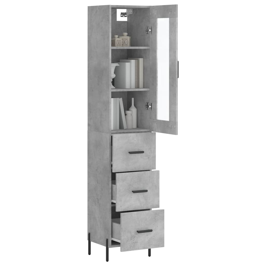 Highboard Concrete Grey 34,5x34x180 cm Engineered Wood