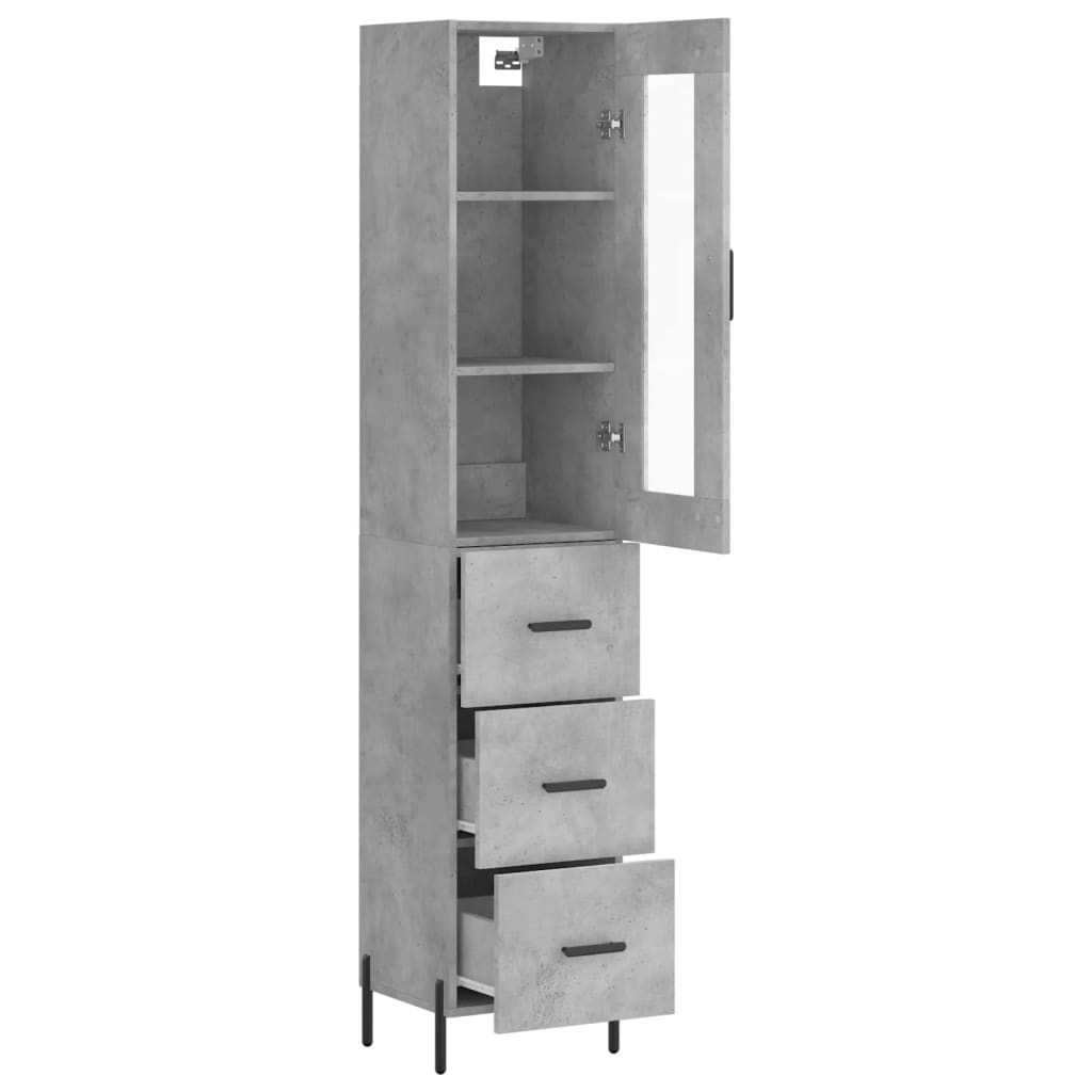 Highboard Concrete Grey 34,5x34x180 cm Engineered Wood