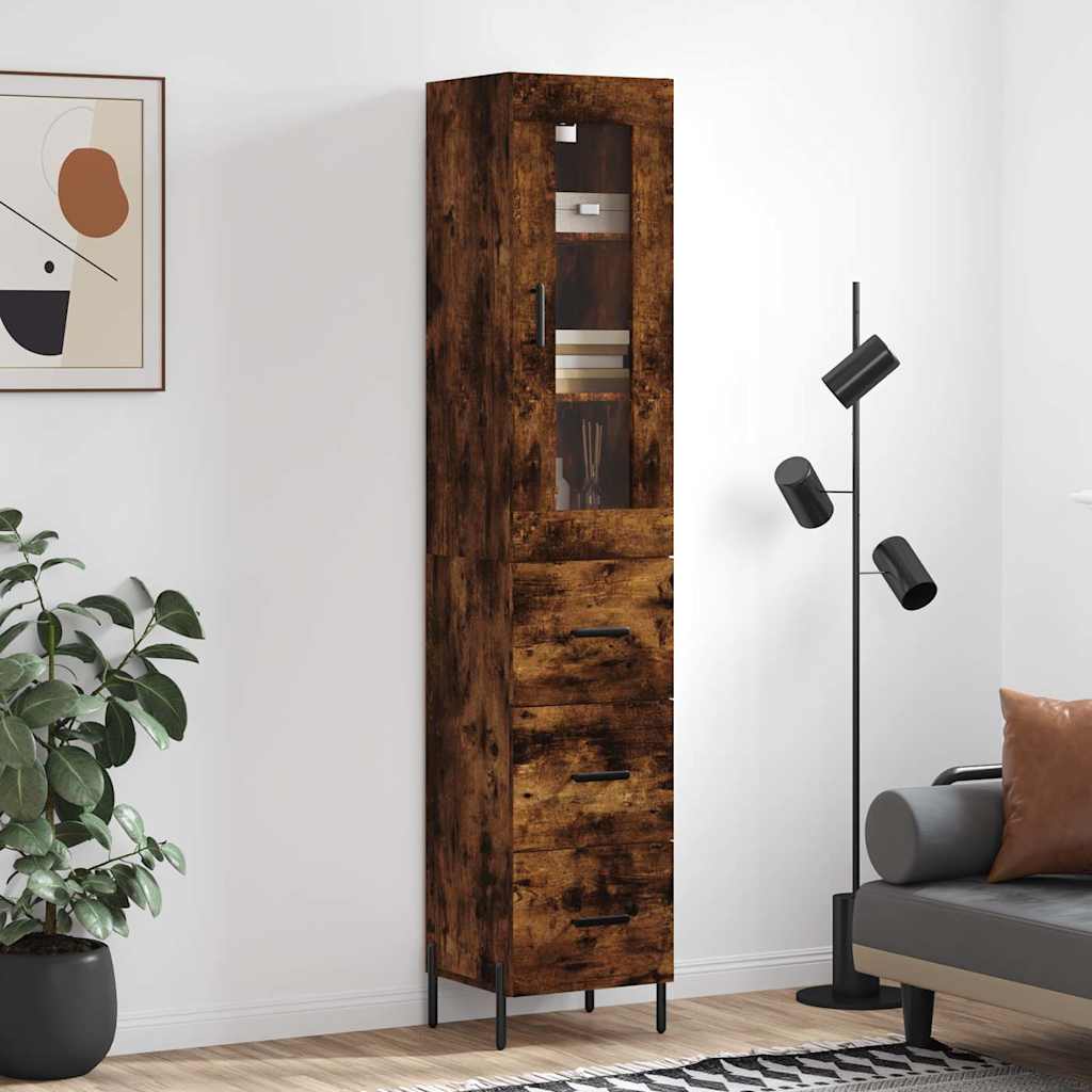 Highboard Smoked Oak 34,5x34x180 cm Engineered Wood