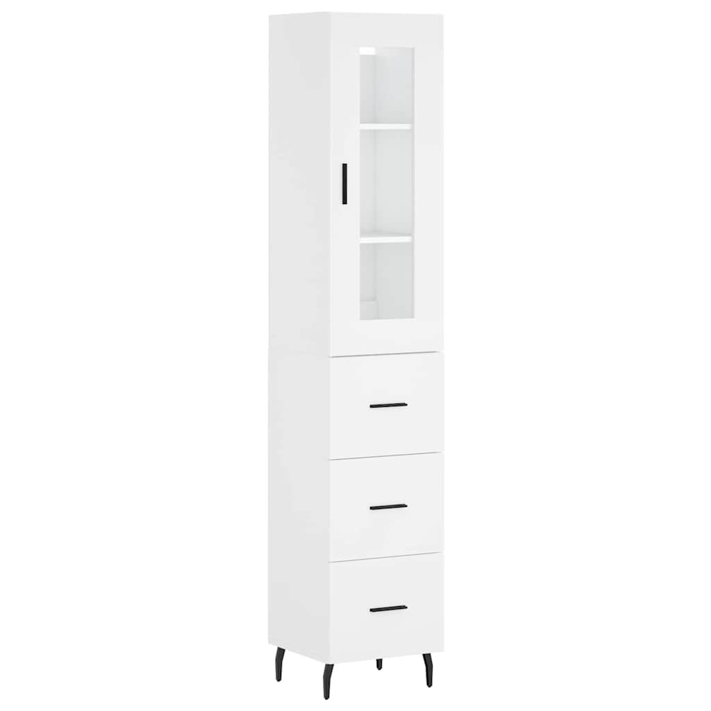 Highboard White 34,5x34x180 cm Engineered Wood