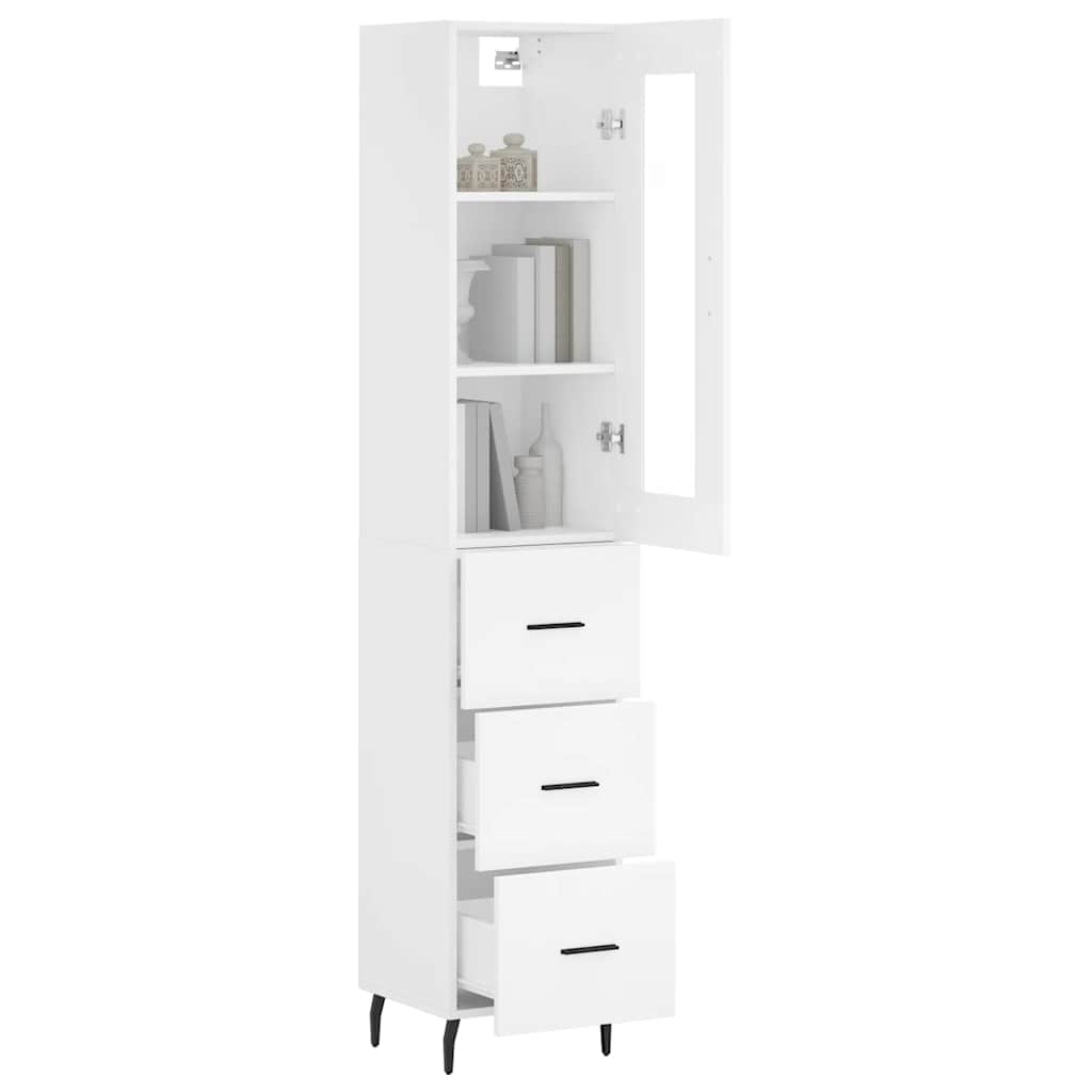 Highboard White 34,5x34x180 cm Engineered Wood