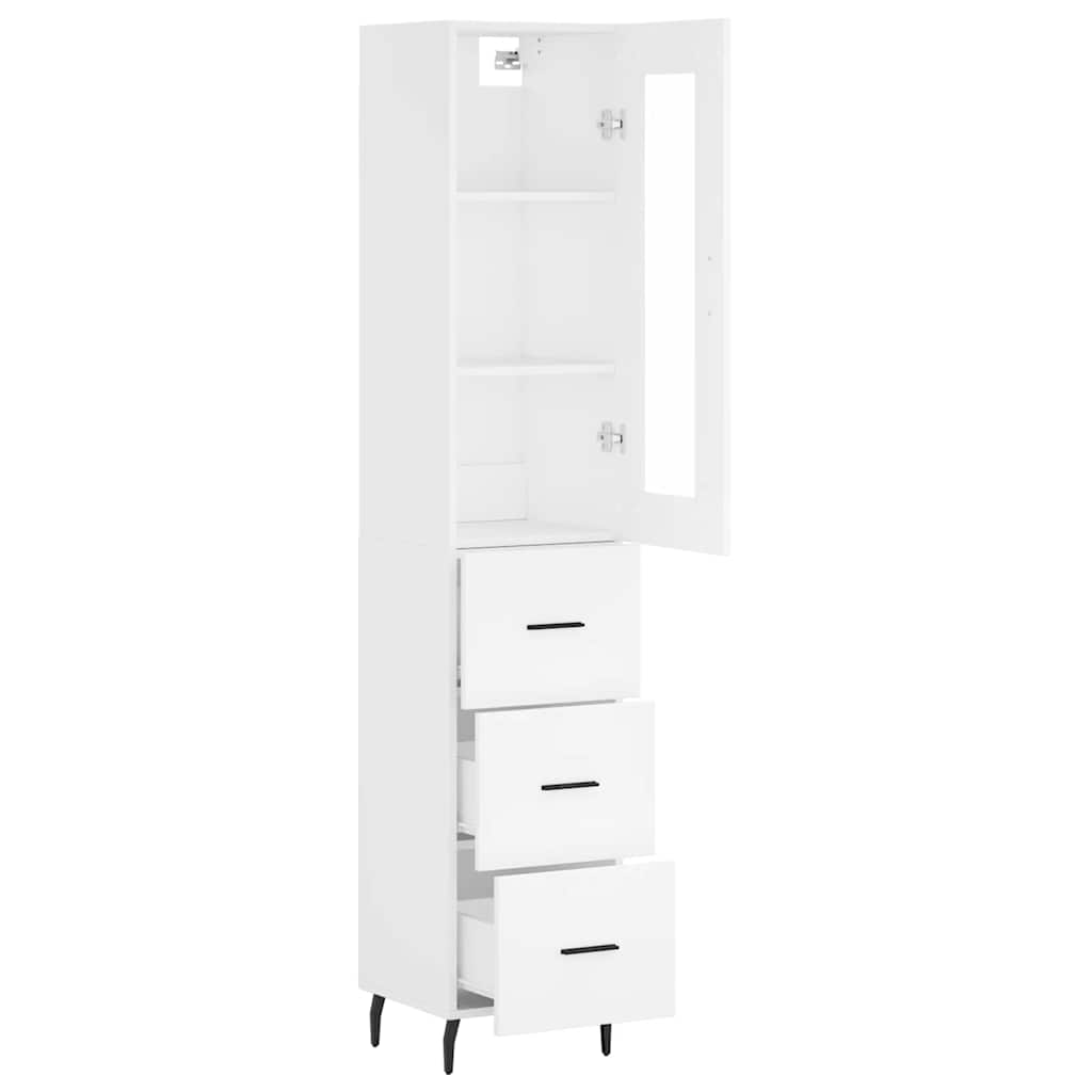 Highboard White 34,5x34x180 cm Engineered Wood