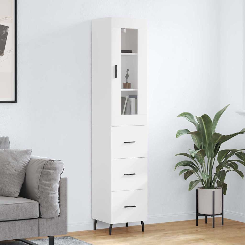 Highboard White 34,5x34x180 cm Engineered Wood