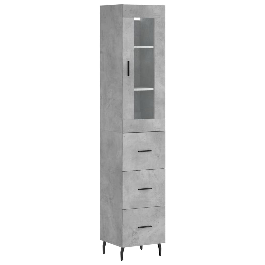 Highboard Concrete Grey 34,5x34x180 cm Engineered Wood