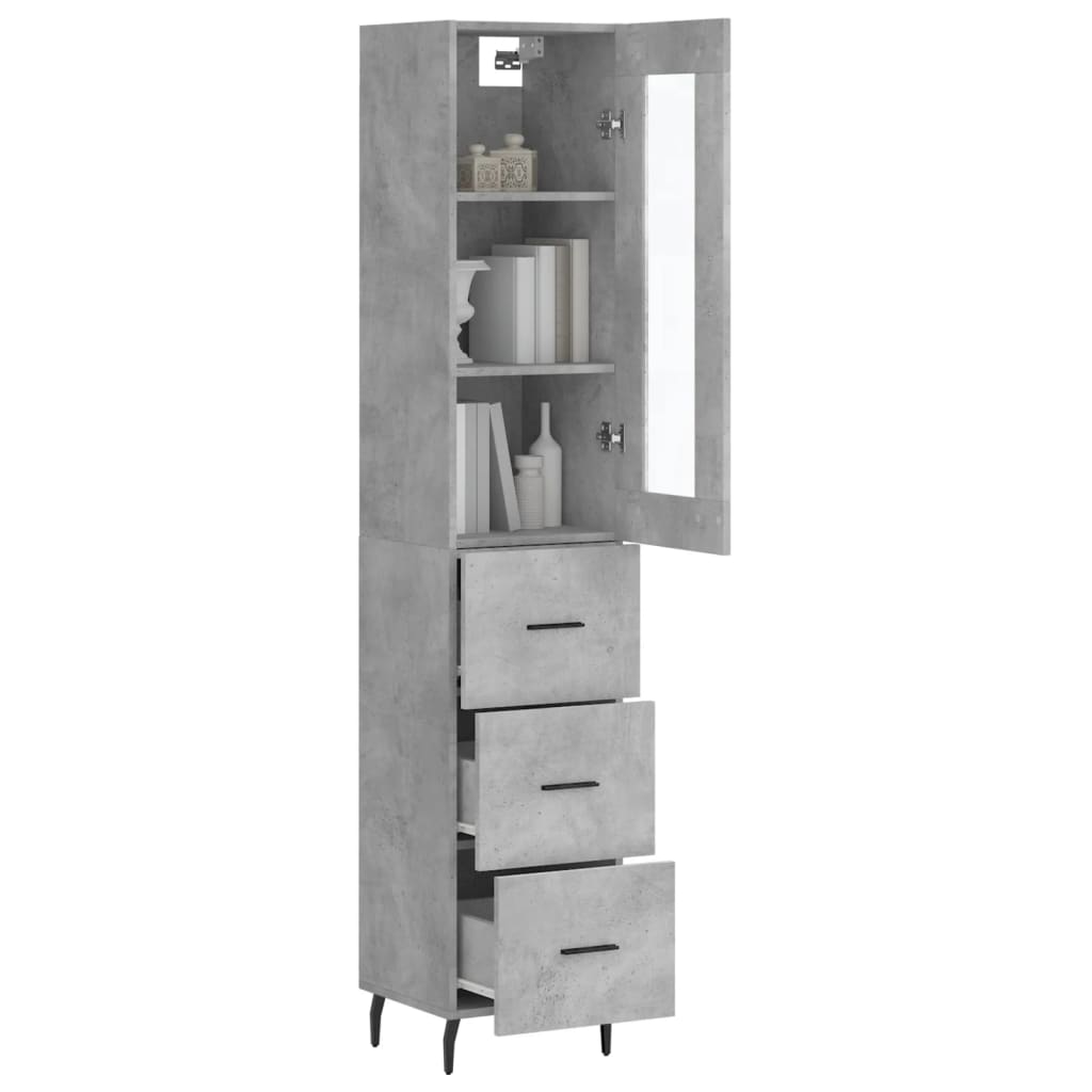 Highboard Concrete Grey 34,5x34x180 cm Engineered Wood