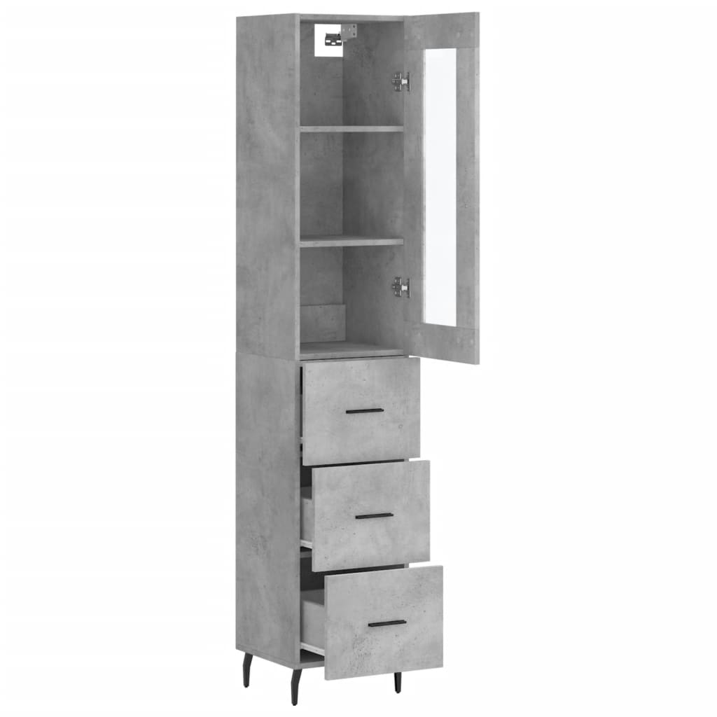 Highboard Concrete Grey 34,5x34x180 cm Engineered Wood