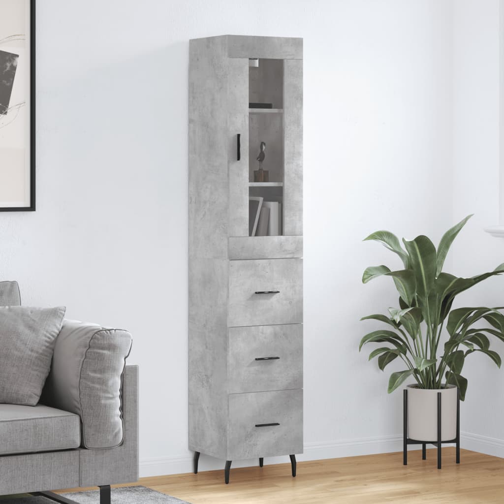 Highboard Concrete Grey 34,5x34x180 cm Engineered Wood