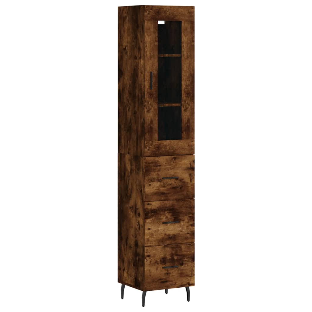 Highboard Smoked Oak 34,5x34x180 cm Engineered Wood