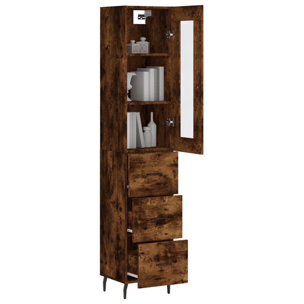 Highboard Smoked Oak 34,5x34x180 cm Engineered Wood