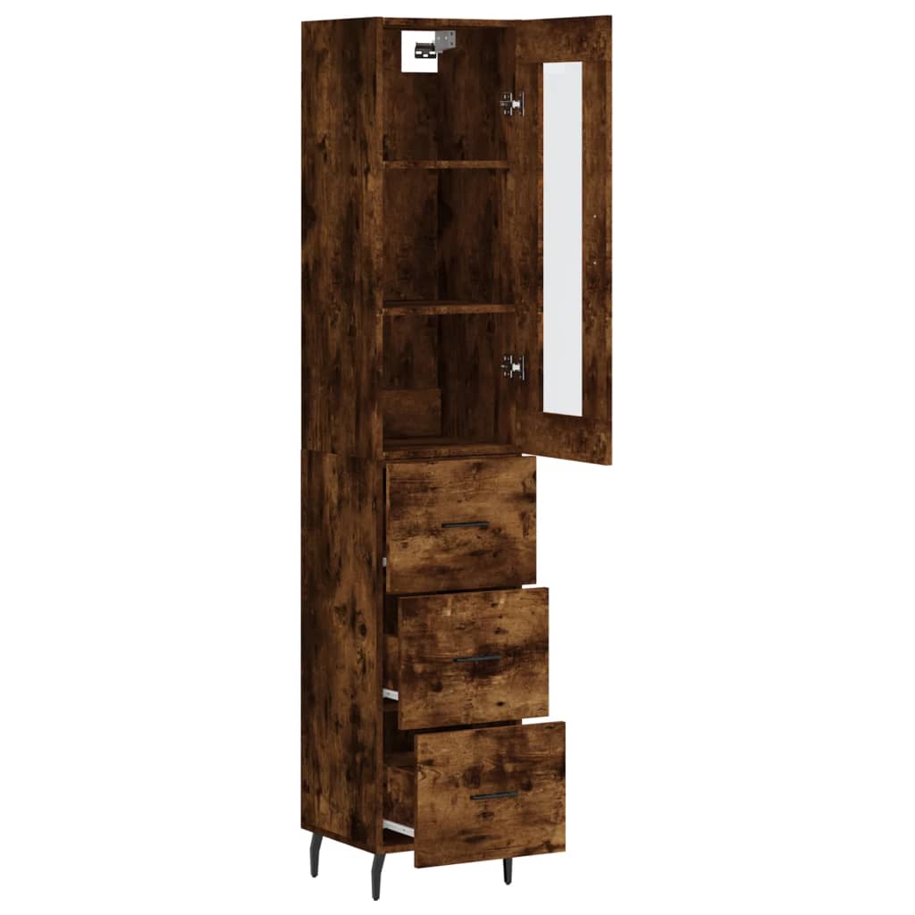 Highboard Smoked Oak 34,5x34x180 cm Engineered Wood
