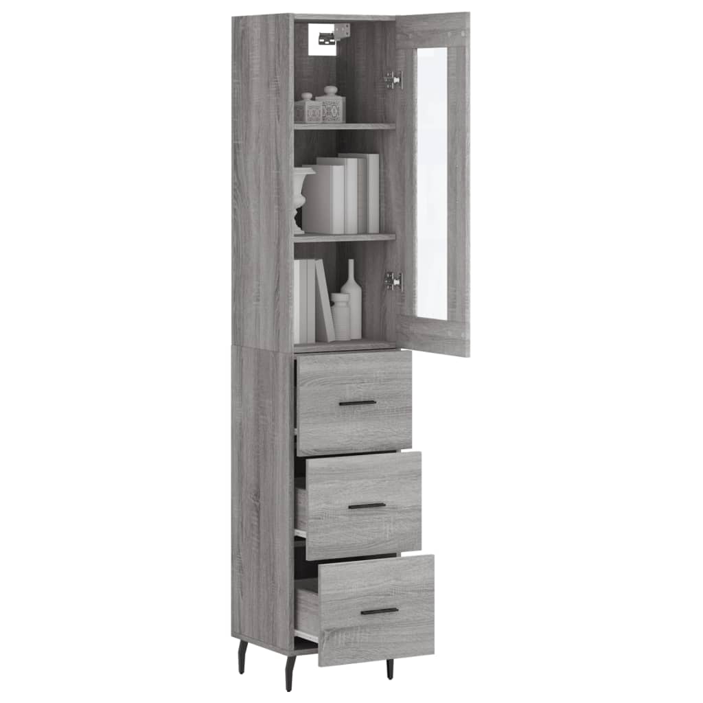 Highboard Grey Sonoma 34,5x34x180 cm Engineered Wood