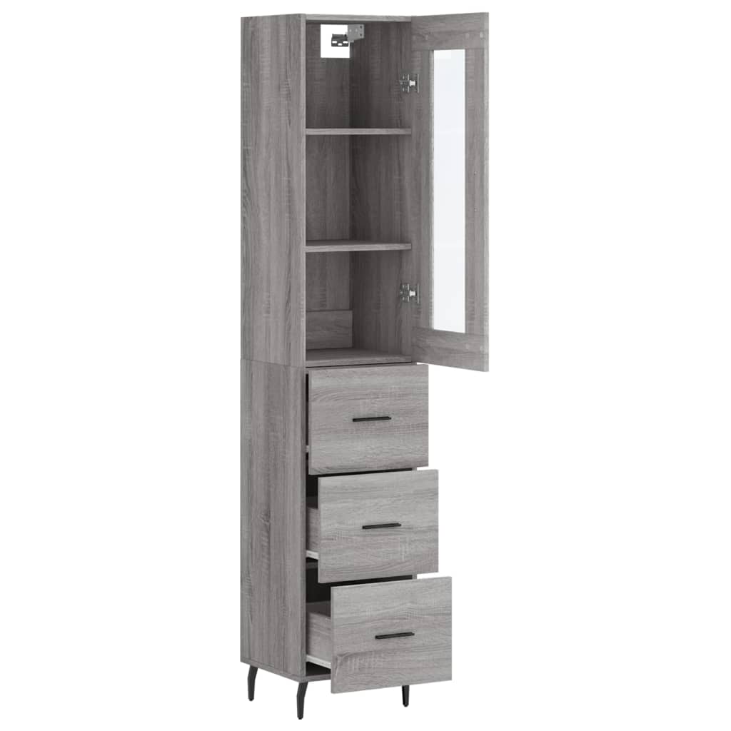Highboard Grey Sonoma 34,5x34x180 cm Engineered Wood