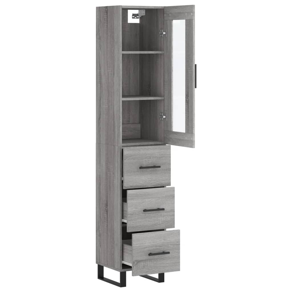 Highboard Grey Sonoma 34,5x34x180 cm Engineered Wood