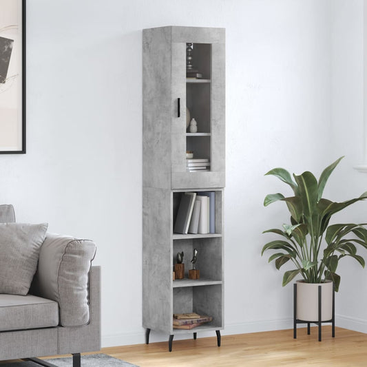 vidaXL Highboard Concrete Grey 34.5x34x180 cm Engineered Wood