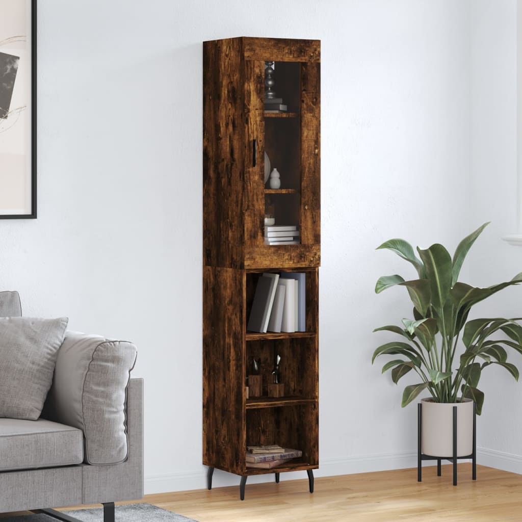 Highboard Smoked Oak 34.5x34x180 cm Engineered Wood