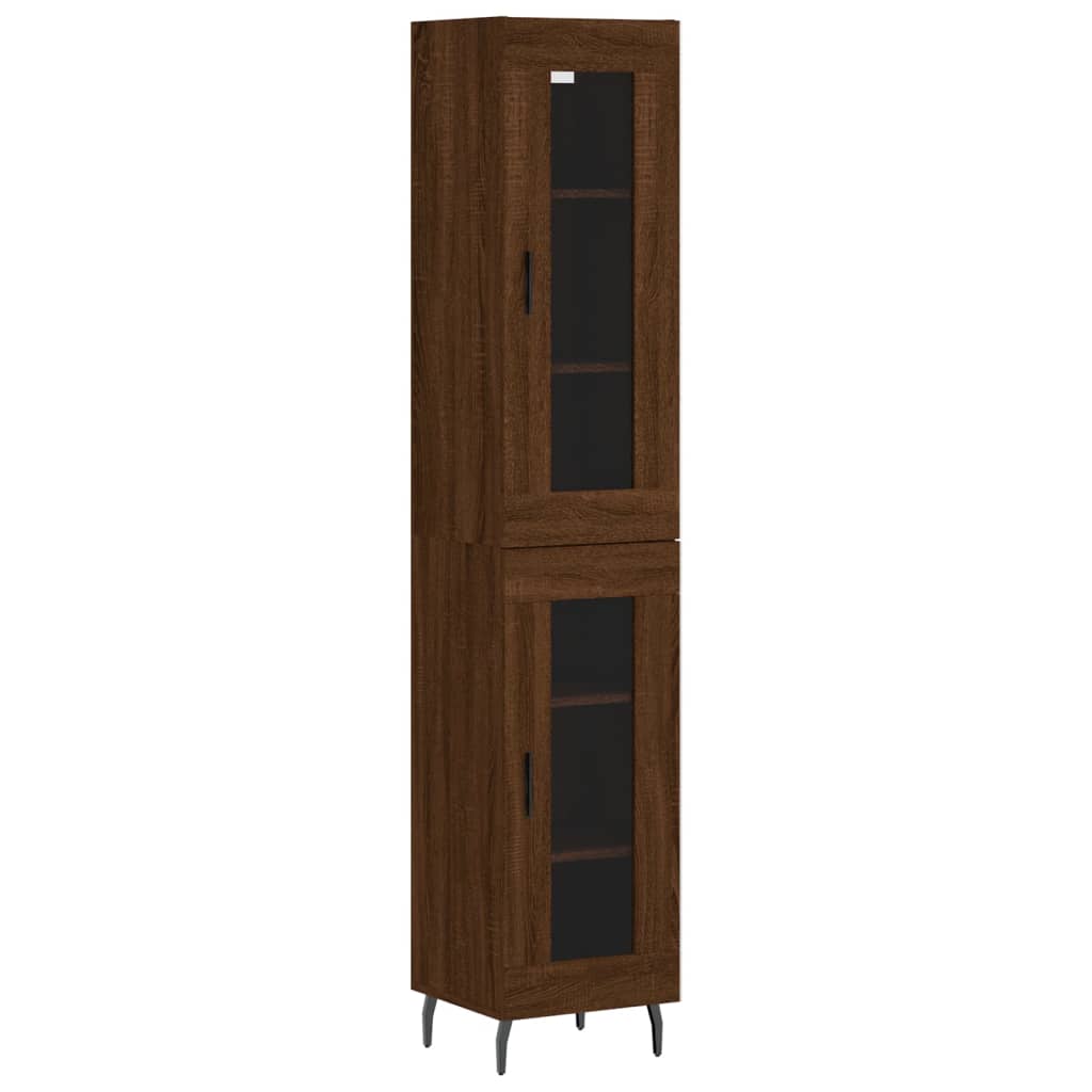 vidaXL Highboard Brown Oak 34.5x34x180 cm Engineered Wood