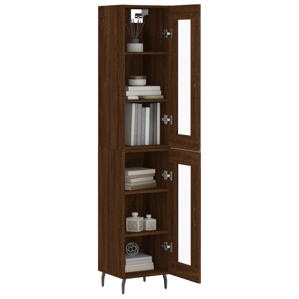 vidaXL Highboard Brown Oak 34.5x34x180 cm Engineered Wood