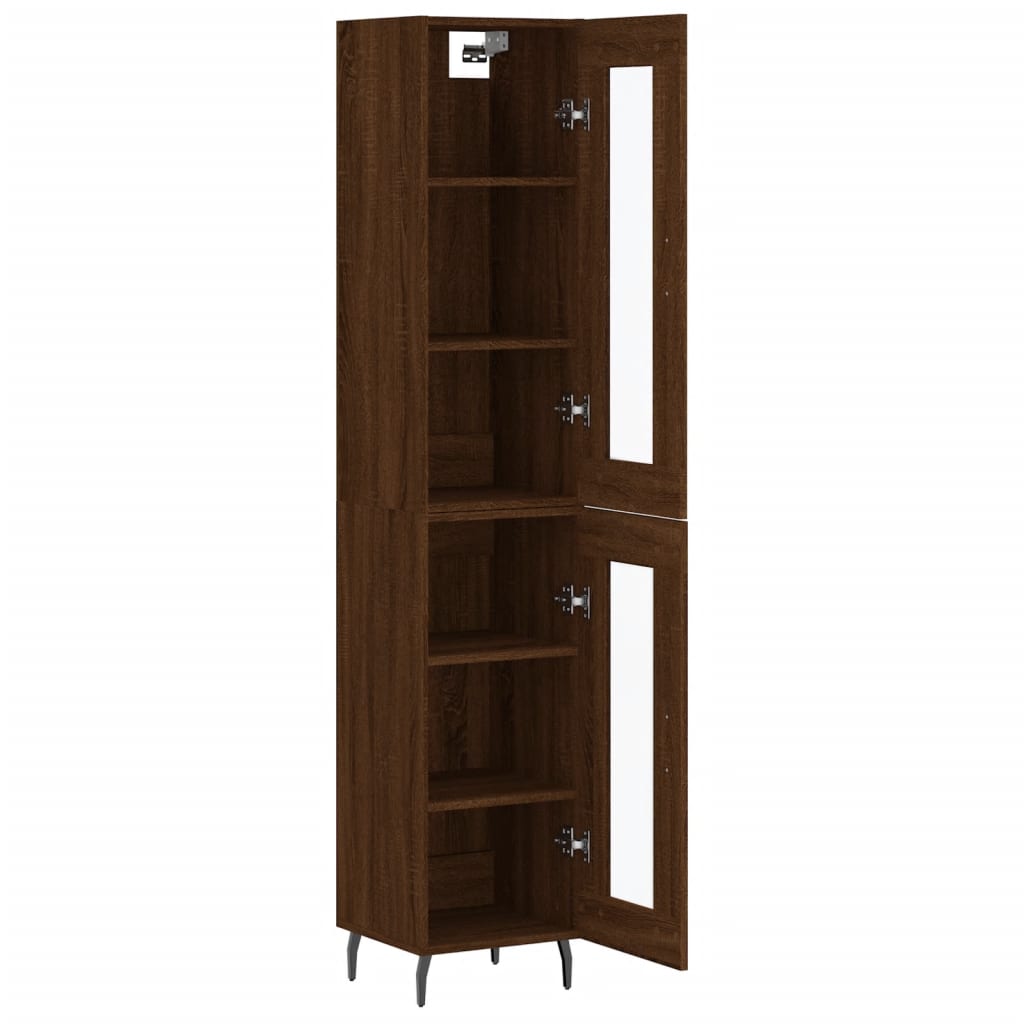 vidaXL Highboard Brown Oak 34.5x34x180 cm Engineered Wood