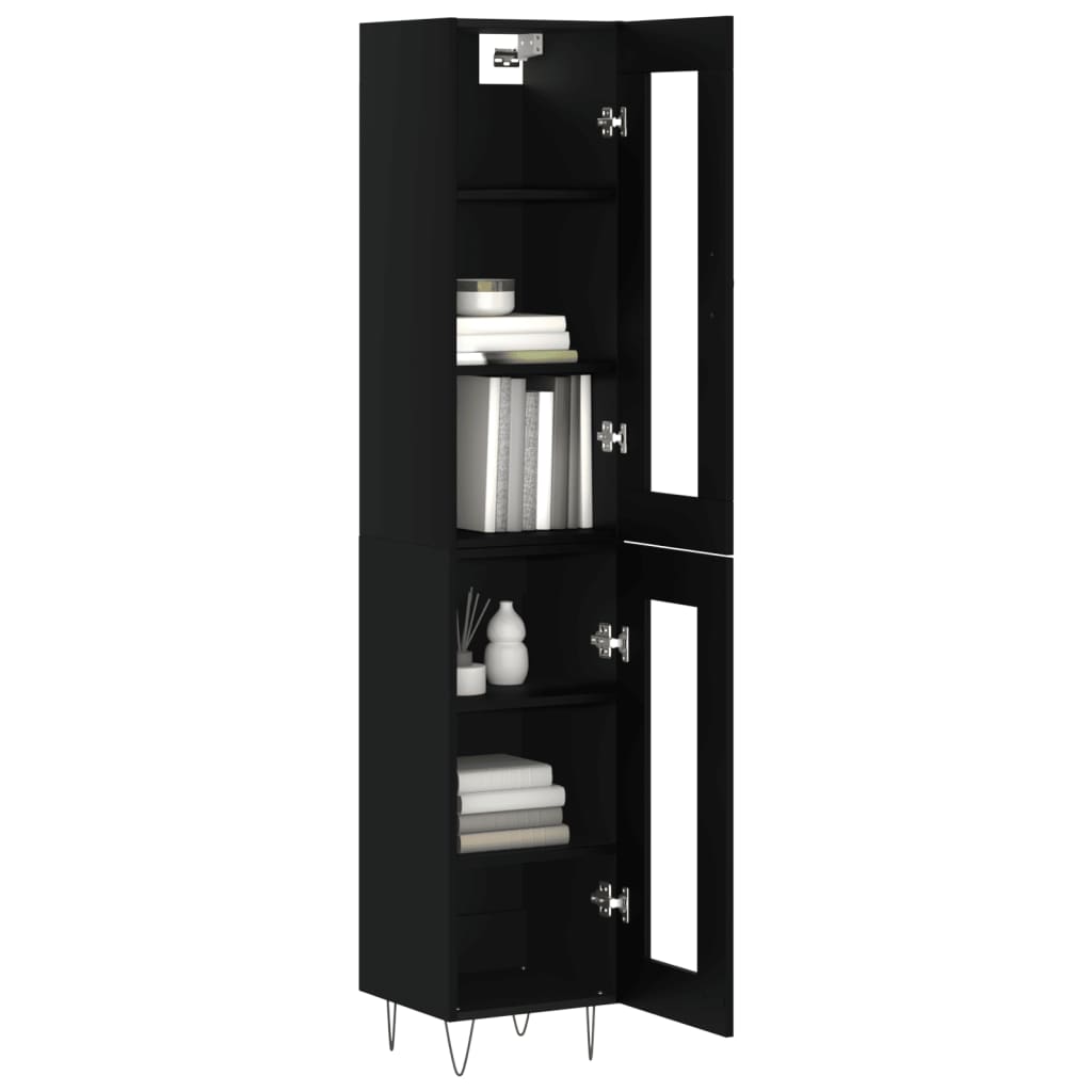 vidaXL Highboard Black 34.5x34x180 cm Engineered Wood