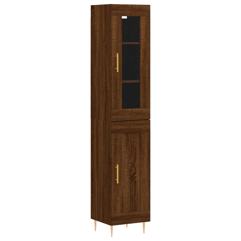 vidaXL Highboard Brown Oak 34.5x34x180 cm Engineered Wood