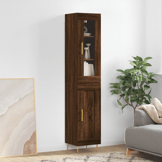 vidaXL Highboard Brown Oak 34.5x34x180 cm Engineered Wood