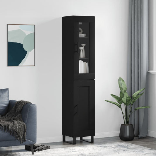 vidaXL Highboard Black 34.5x34x180 cm Engineered Wood