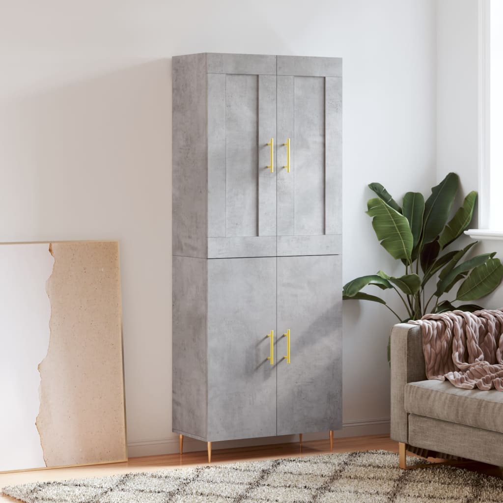 Highboard Concrete Grey 69,5x34x180 cm Engineered Wood