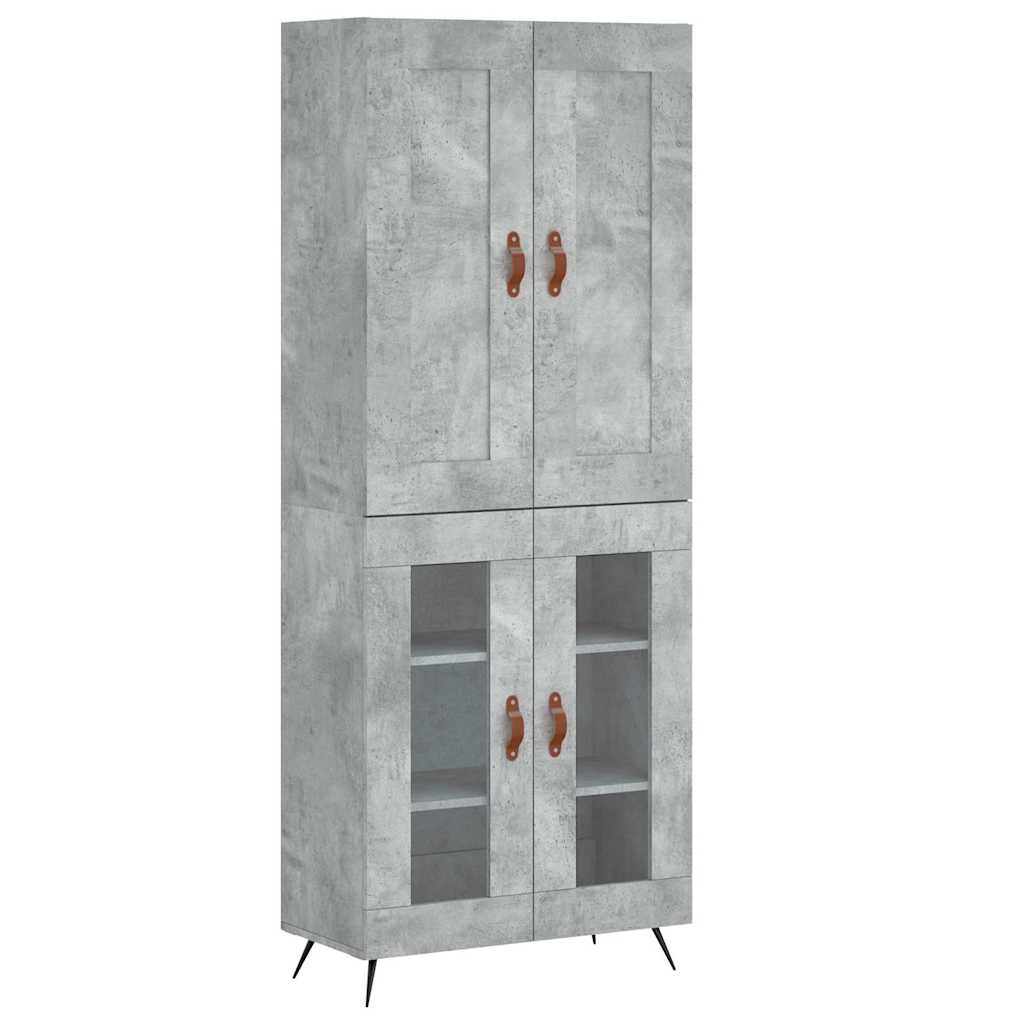 Highboard Concrete Grey 69.5x34x180 cm Engineered Wood