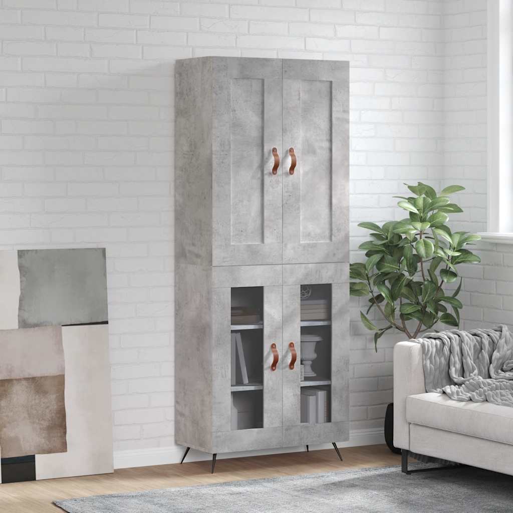 Highboard Concrete Grey 69.5x34x180 cm Engineered Wood