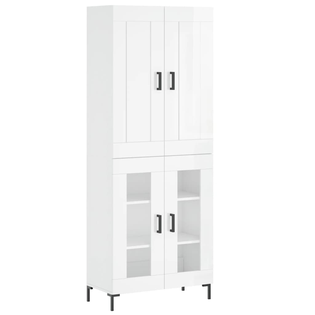 vidaXL Highboard High Gloss White 69.5x34x180 cm Engineered Wood