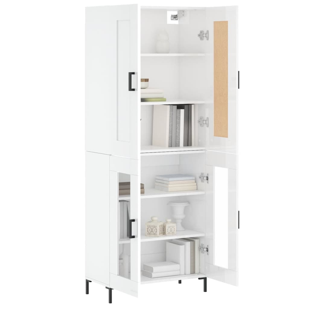 vidaXL Highboard High Gloss White 69.5x34x180 cm Engineered Wood