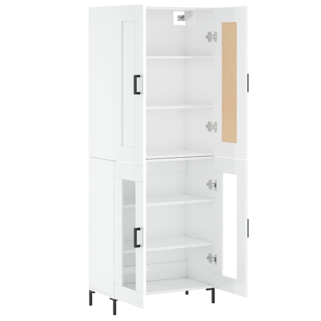 vidaXL Highboard High Gloss White 69.5x34x180 cm Engineered Wood