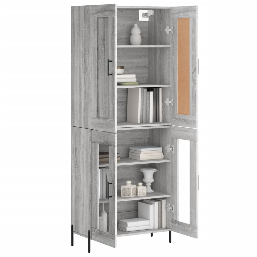 vidaXL Highboard Grey Sonoma 69.5x34x180 cm Engineered Wood