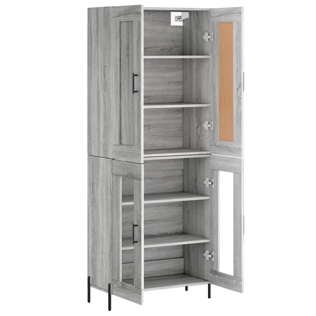 vidaXL Highboard Grey Sonoma 69.5x34x180 cm Engineered Wood